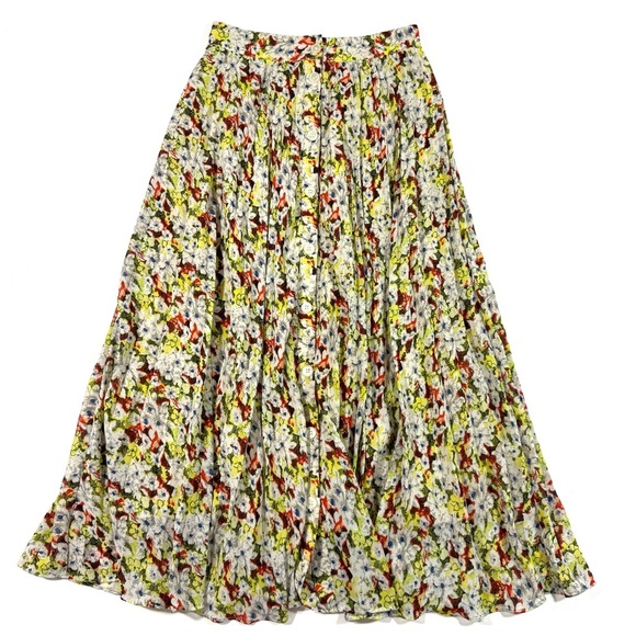 & Other Stories Pleated Button Front Midi Skort Floral - Picture 2 of 7